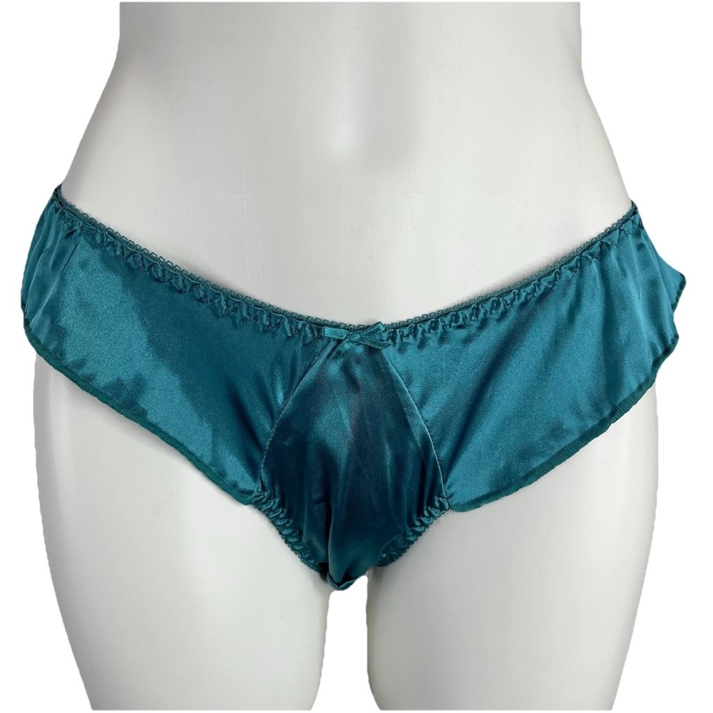 Vintage Classified Blue Satin Ruffle Panties w/Bow Low Waist Women’s Medium